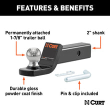 Load image into Gallery viewer, CURT 45131 Fusion Ball Mount with 1-7/8" Ball (2" Shank, 5,000 lbs., 2" Drop)