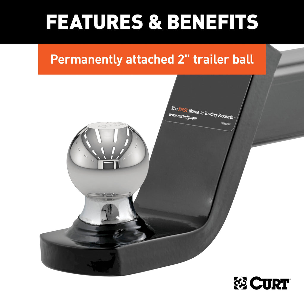 CURT 45142 Towing Starter Kit with 2" Ball (2" Shank, 7,500 lbs, 4" Drop)