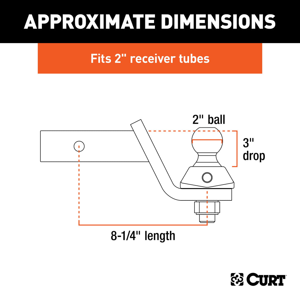 CURT 45143 RockerBall Cushion Hitch with 2" Ball (2" Shank, 7,500 lbs., 3" Drop)