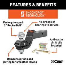 Load image into Gallery viewer, CURT 45143 RockerBall Cushion Hitch with 2" Ball (2" Shank, 7,500 lbs., 3" Drop)