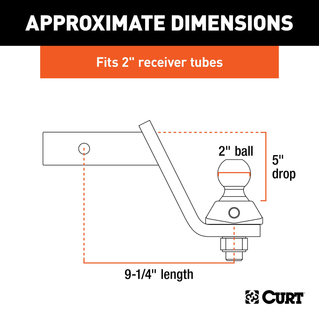 CURT 45144 RockerBall Cushion Hitch with 2" Ball (2" Shank, 7,500 lbs., 5" Drop)