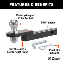 Load image into Gallery viewer, CURT 45147 Towing Starter Kit with 2" Ball (1-1/4" Shank, 3,500 lbs, 3/4" Rise)