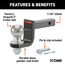Load image into Gallery viewer, CURT 45148 Towing Starter Kit with 2" Ball (1-1/4" Shank, 3,500 lbs, 3-1/4" Drop)