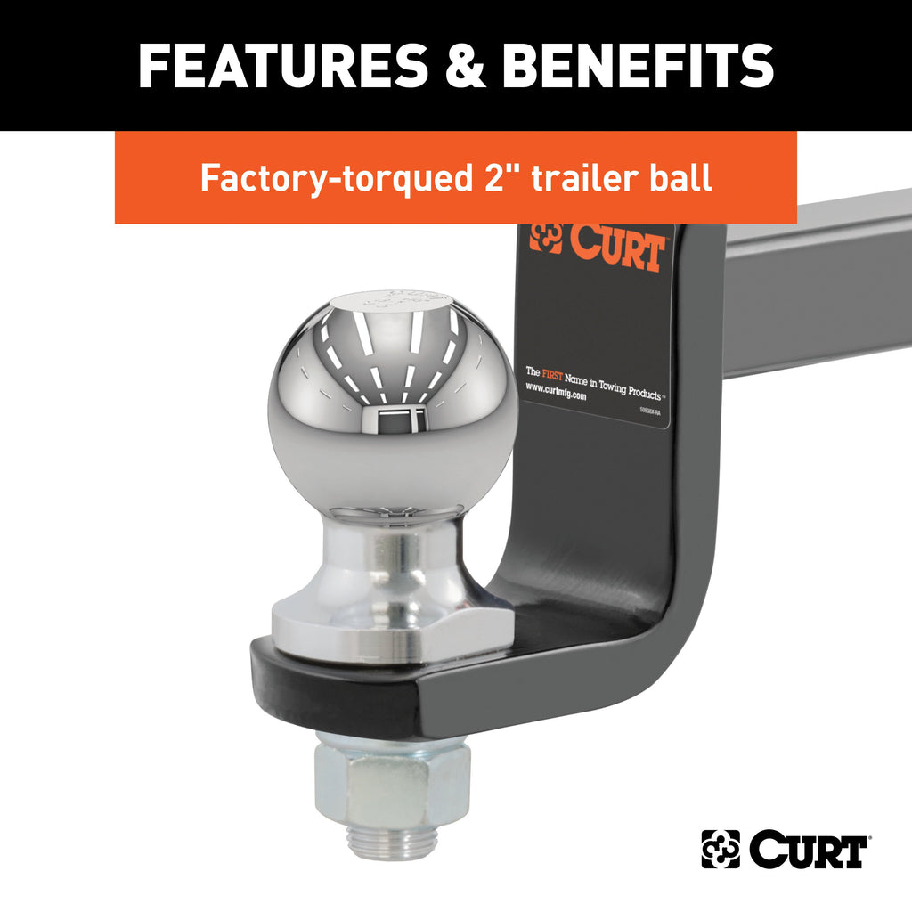 CURT 45148 Towing Starter Kit with 2" Ball (1-1/4" Shank, 3,500 lbs, 3-1/4" Drop)
