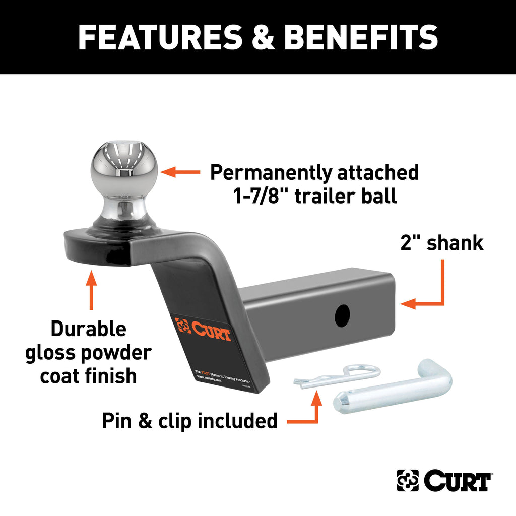 CURT 45152 Fusion Ball Mount with 1-7/8" Ball (2" Shank, 5,000 lbs., 2" Rise)