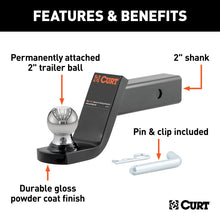 Load image into Gallery viewer, CURT 45154 Fusion Ball Mount with 2" Ball (2" Shank, 7,500 lbs., 4" Drop)