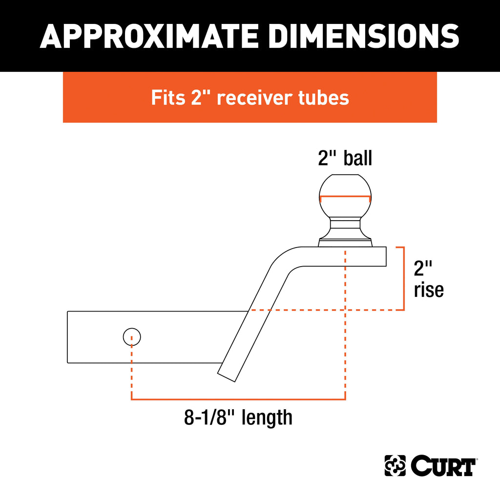 CURT 45155 Fusion Ball Mount with 2" Ball (2" Shank, 7,500 lbs., 2" Rise)