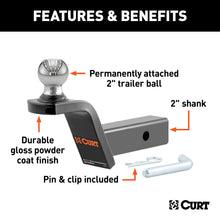 Load image into Gallery viewer, CURT 45155 Fusion Ball Mount with 2" Ball (2" Shank, 7,500 lbs., 2" Rise)