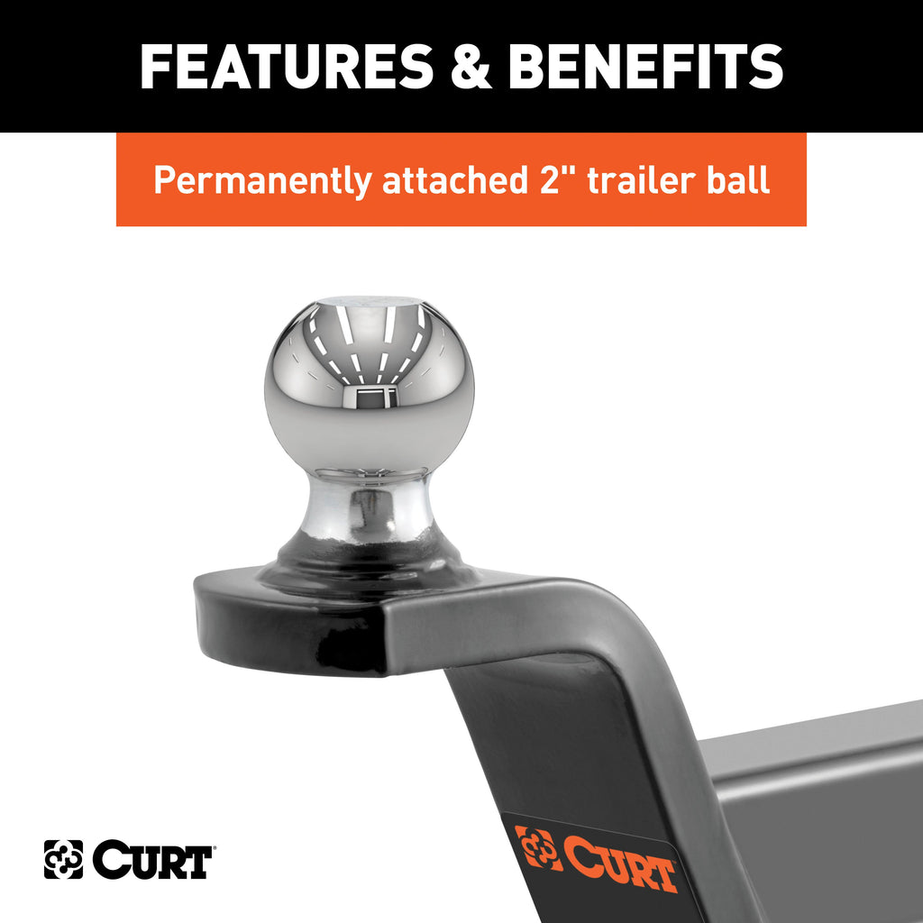CURT 45155 Fusion Ball Mount with 2" Ball (2" Shank, 7,500 lbs., 2" Rise)