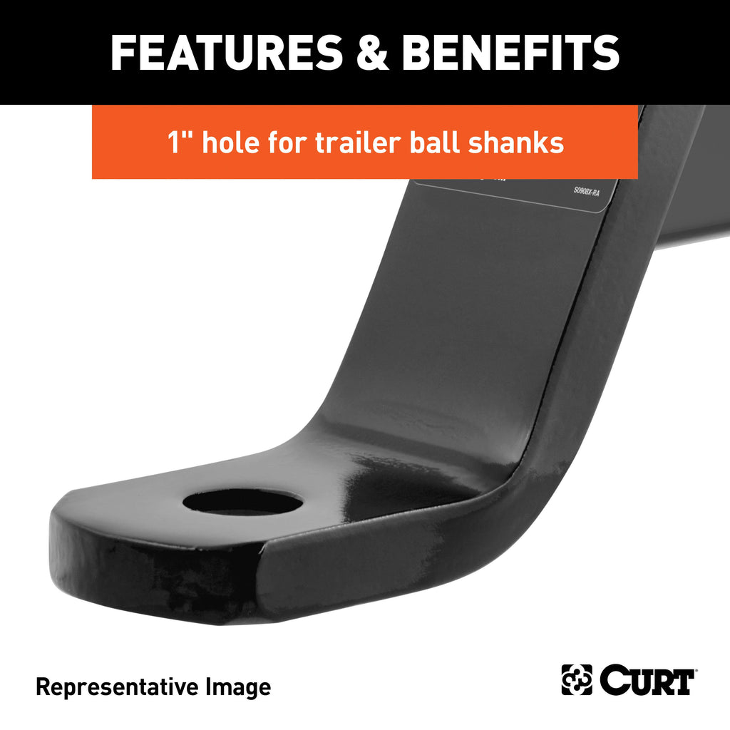 CURT 45220 Dual-Length Ball Mount (2" Shank, 7,500 lbs., 2" Drop, 7-1/2" or 10-1/2" Long)