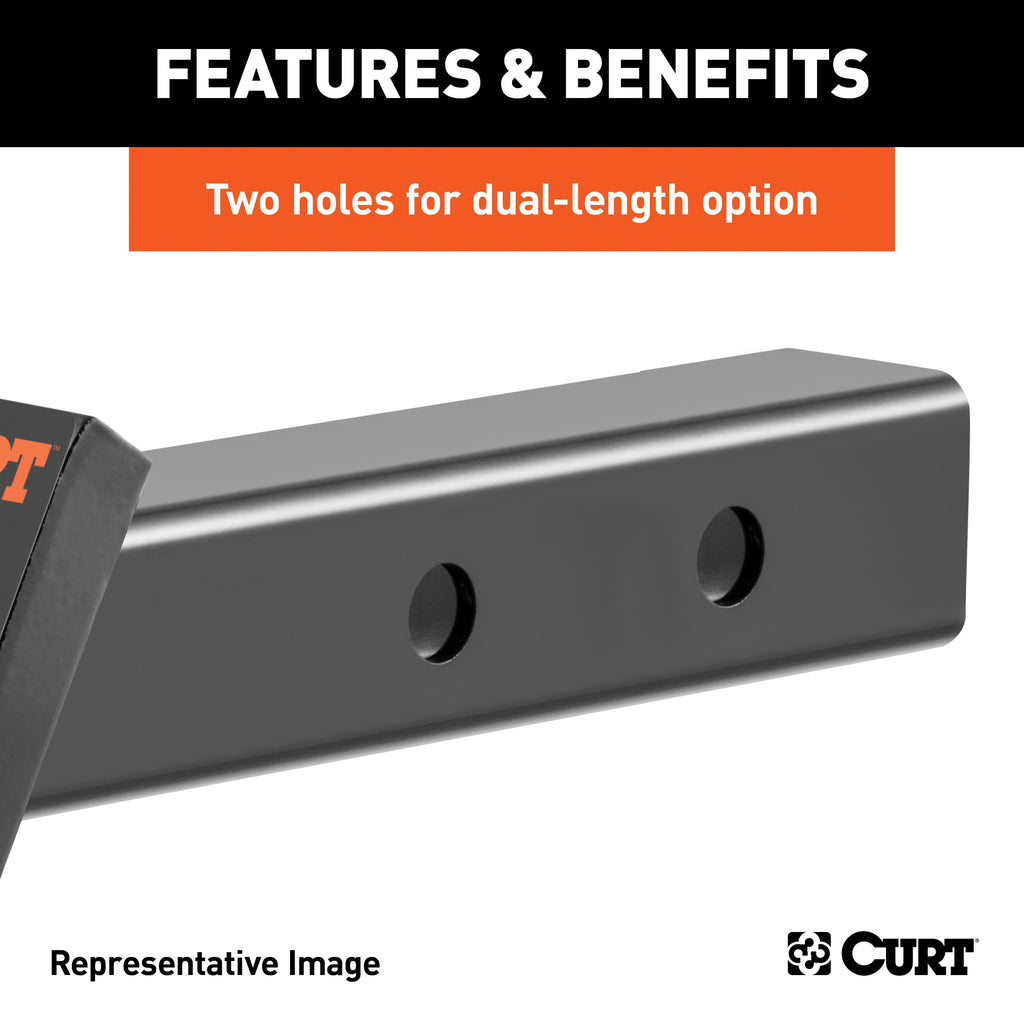 CURT 45230 Dual-Length Ball Mount (2" Shank, 7,500 lbs., 4" Drop, 8-1/8" or 11-1/8" Long)