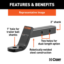Load image into Gallery viewer, CURT 45240 Dual-Length Ball Mount (2" Shank, 7,500 lbs., 6" Drop, 9-1/4" or 12-1/4" Long)
