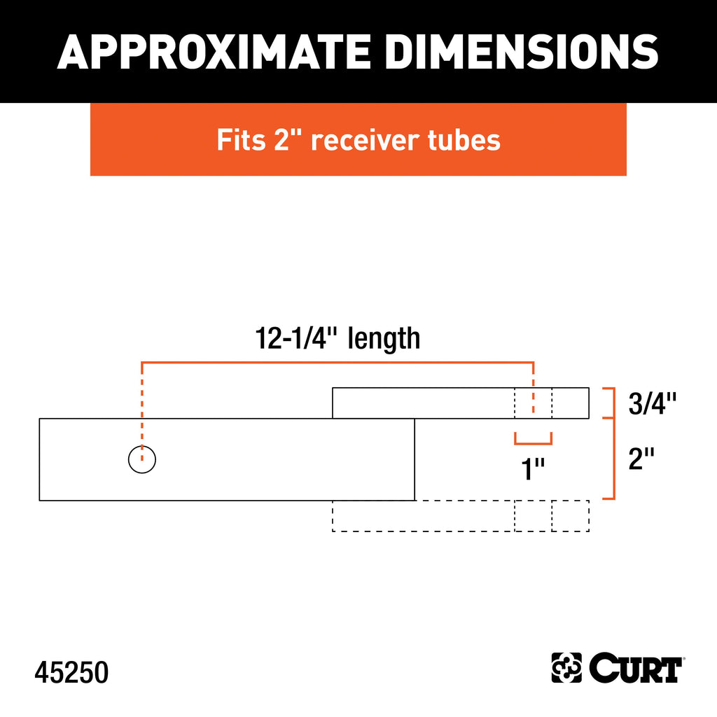 CURT 45250 Class 3 Ball Mount (2" Shank, 7,500 lbs., 2" Drop, 12-1/4" Long)