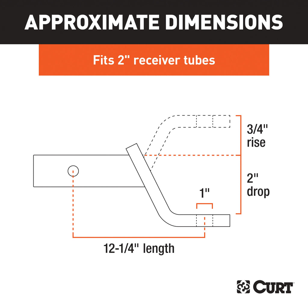 CURT 45260 Class 3 Ball Mount (2" Shank, 7,500 lbs., 2" Drop, 12-1/4" Long)
