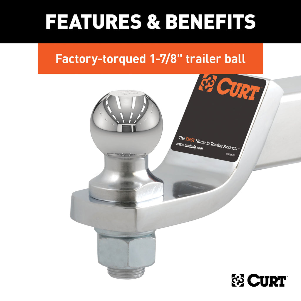 CURT 45293 Loaded Ball Mount with 1-7/8" Ball (2" Shank, 7,500 lbs., 2" Drop)