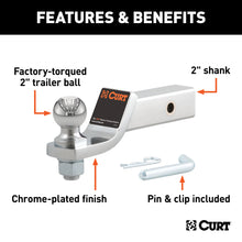 Load image into Gallery viewer, CURT 45295 Loaded Ball Mount with 2" Ball (2" Shank, 7,500 lbs., 2" Drop)