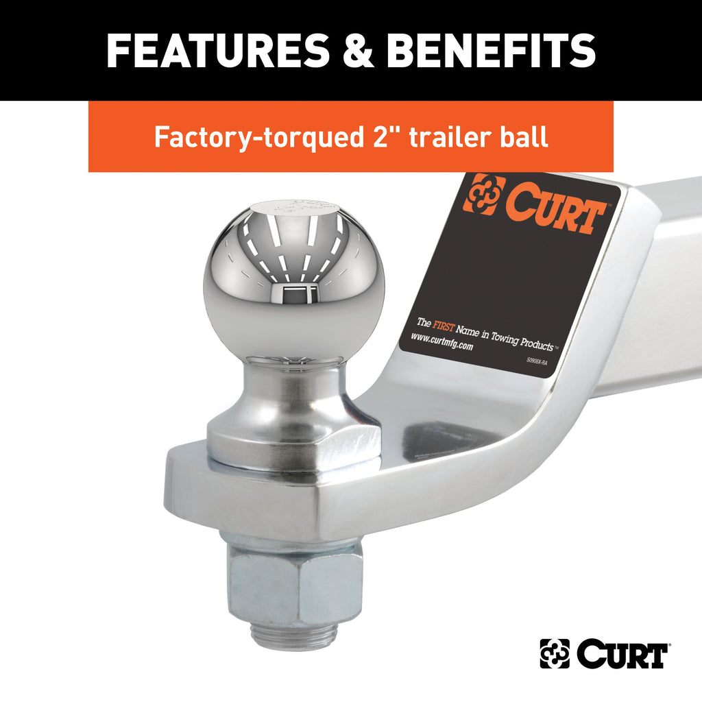 CURT 45295 Loaded Ball Mount with 2" Ball (2" Shank, 7,500 lbs., 2" Drop)