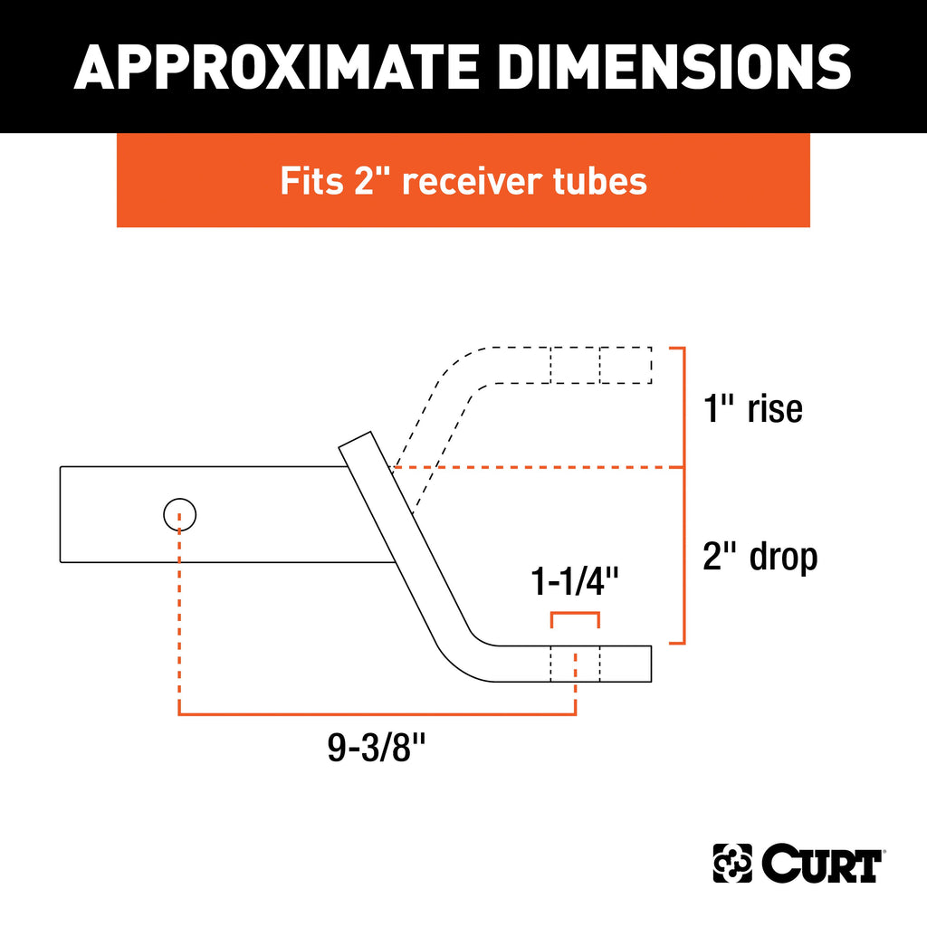CURT 45312 Class 4 Ball Mount (2" Shank, 12,000 lbs., 2" Drop, 9-3/8" Long)