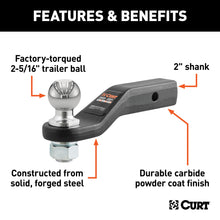 Load image into Gallery viewer, CURT 45331 Loaded Forged Ball Mount with 2-5/16" Ball (2" Shank, 15,000 lbs., 2" Drop)