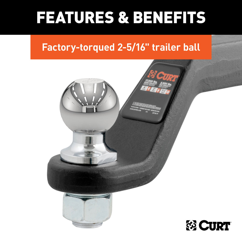 CURT 45332 Loaded Forged Ball Mount with 2-5/16" Ball (2" Shank, 15,000 lbs., 4" Drop)