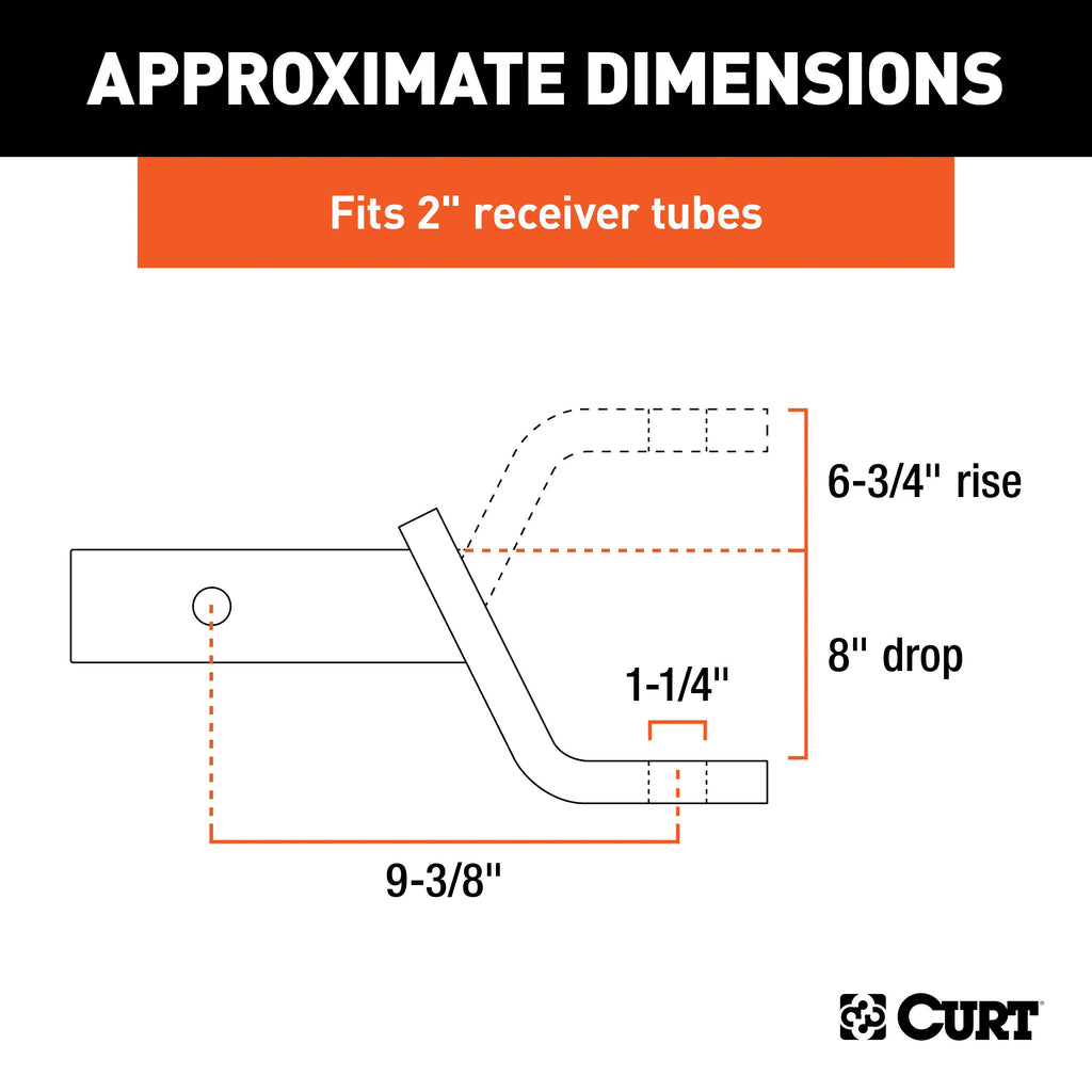 CURT 45338 Class 4 Ball Mount (2" Shank, 10,000 lbs., 8" Drop, 9-3/8" Long)