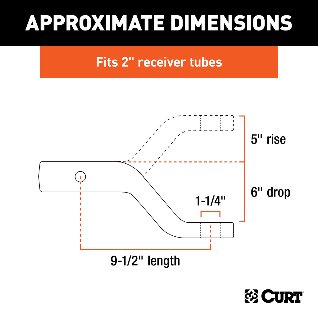 CURT 45342 Forged Ball Mount (2" Shank, 17,000 lbs., 6" Drop, 9-1/2" Long)
