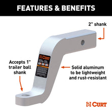 Load image into Gallery viewer, CURT 45362 Aluminum Ball Mount (2" Shank, 8,000 lbs, 6" Drop, 8-1/2" Long)