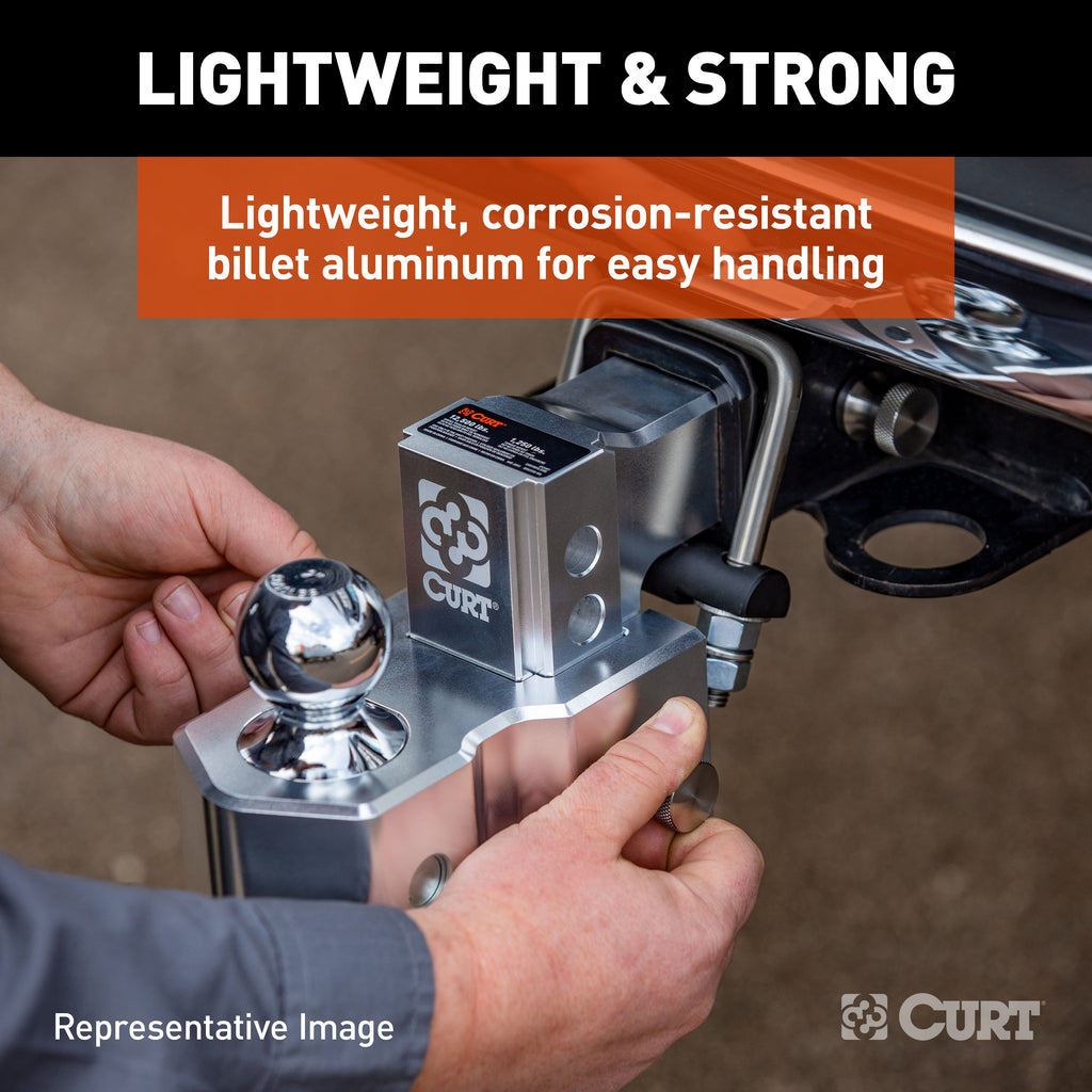 CURT 45363 AlumaLite Adjustable Aluminum Hitch with Dual Ball, 5-1/2" Drop