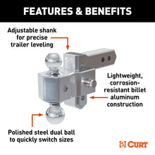 Load image into Gallery viewer, CURT 45364 AlumaLite Adjustable Aluminum Hitch with Dual Ball, 3-1/2" Drop