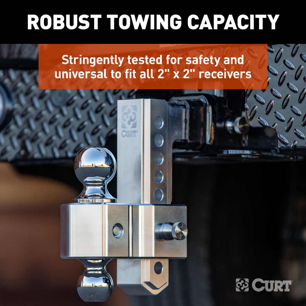 CURT 45365 AlumaLite Adjustable Aluminum Hitch with Dual Ball, 7-1/2" Drop