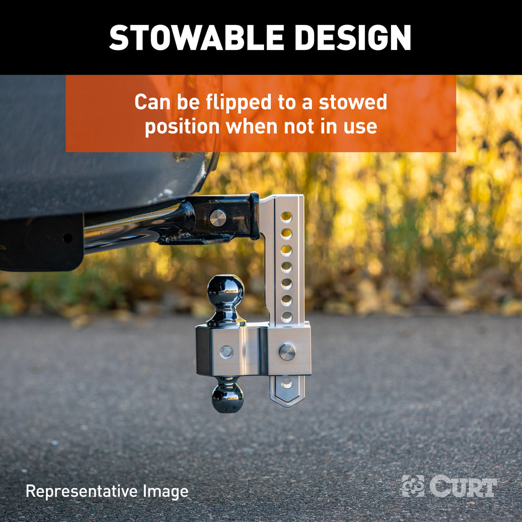 CURT 45365 AlumaLite Adjustable Aluminum Hitch with Dual Ball, 7-1/2" Drop