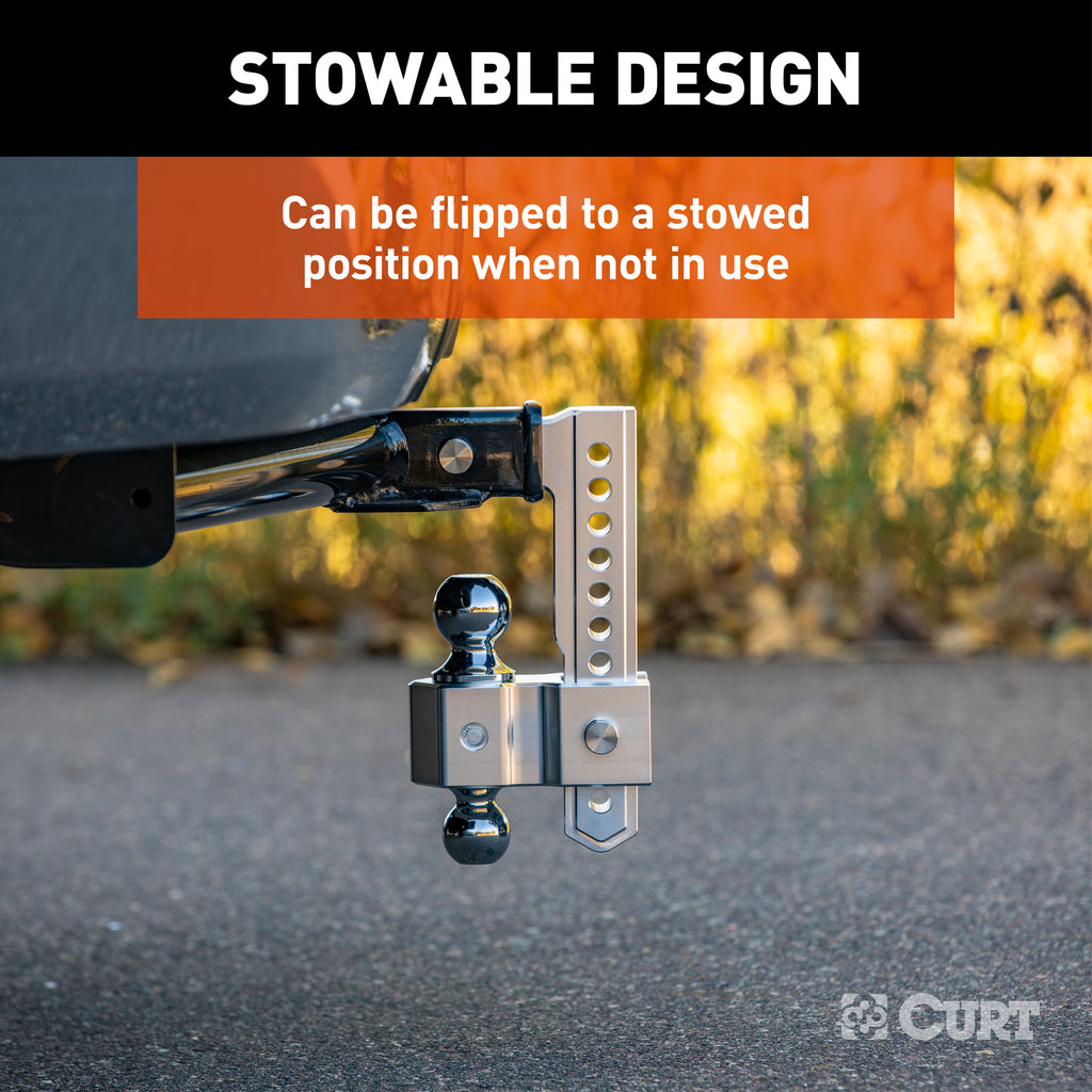 CURT 45366 AlumaLite Adjustable Aluminum Hitch with Dual Ball, 9-1/2" Drop