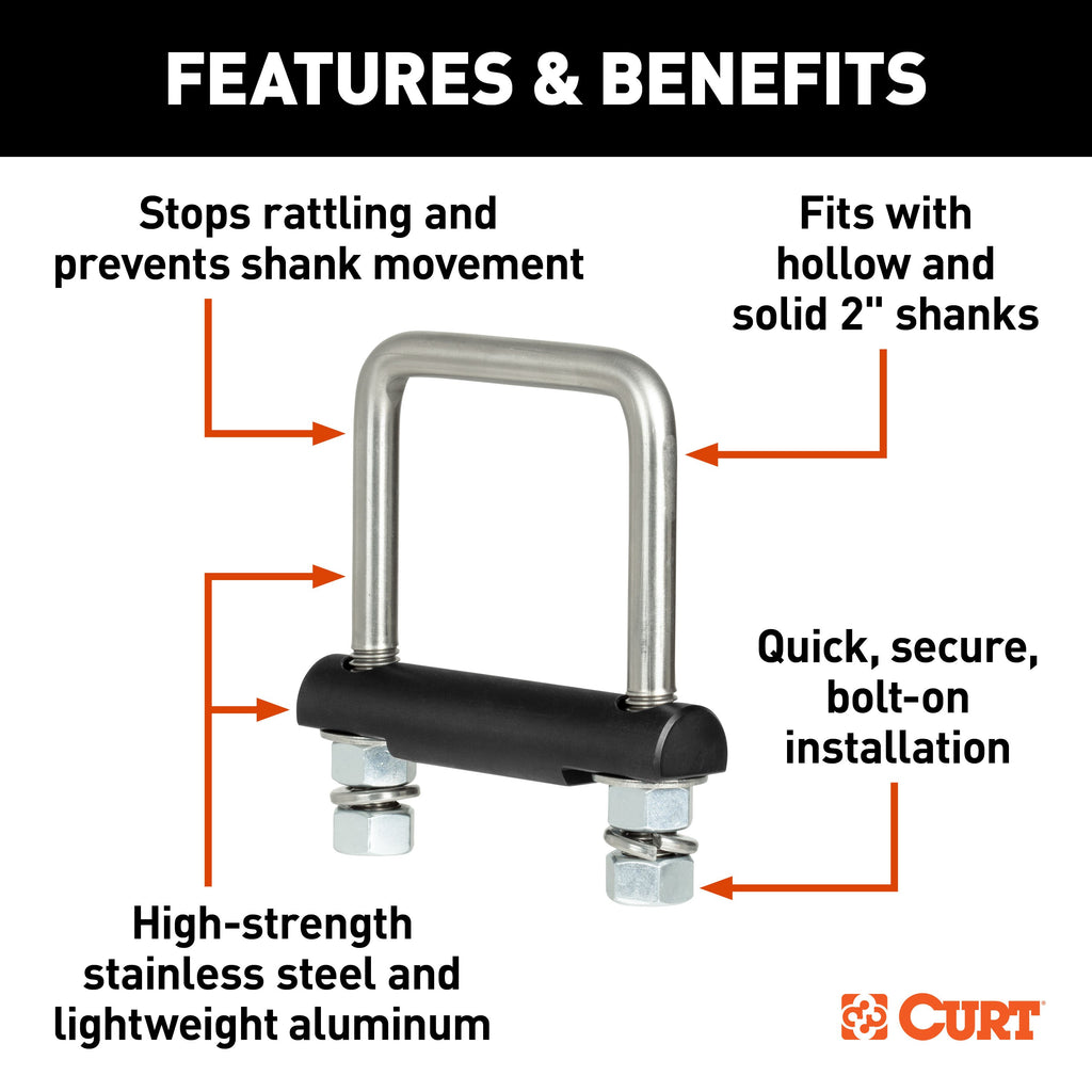 CURT 45367 Anti-Rattle Hitch Clamp for 2" Receiver