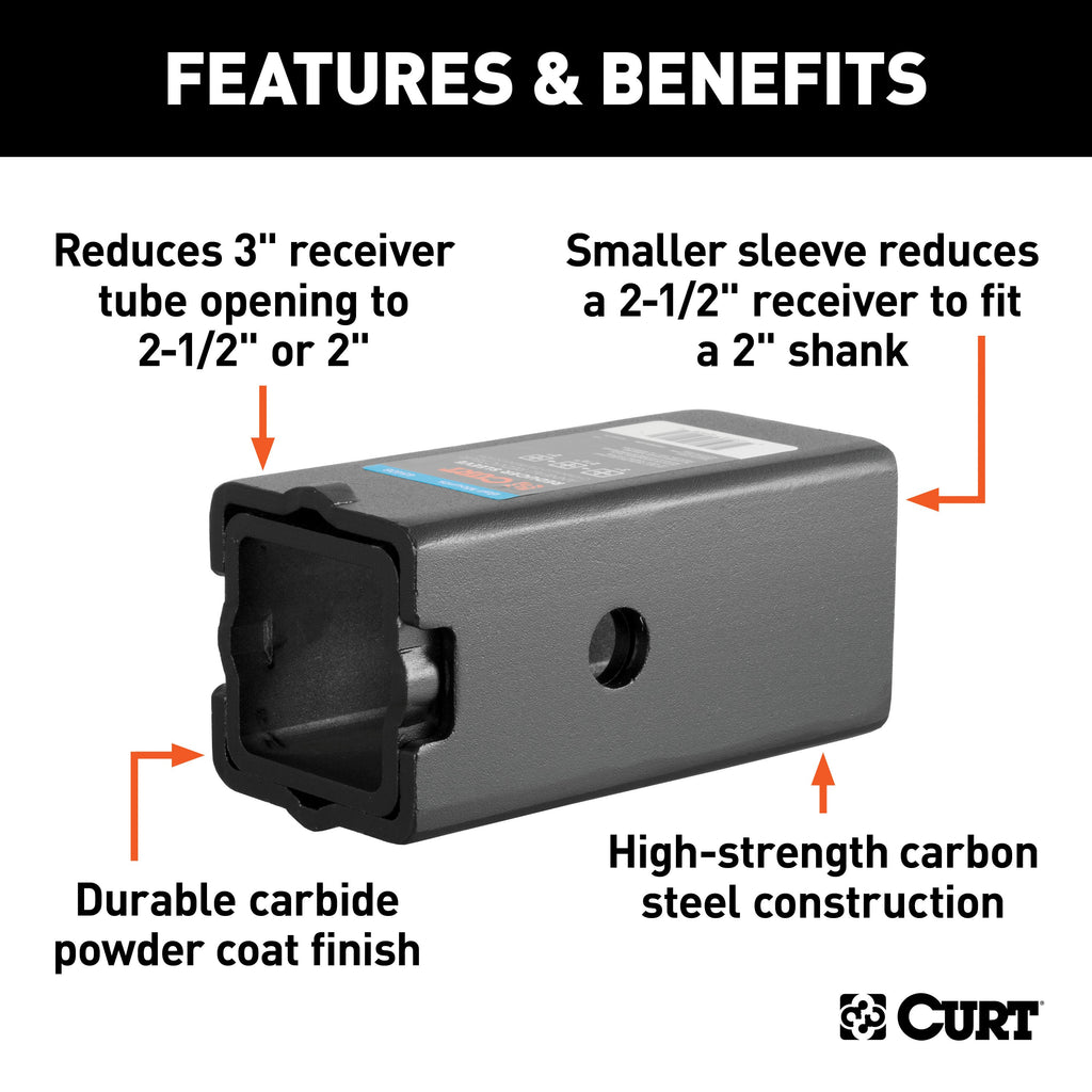 CURT 45408 Reducer Sleeve Set (3" to 2-1/2" to 2" Shanks, 2 Pieces)