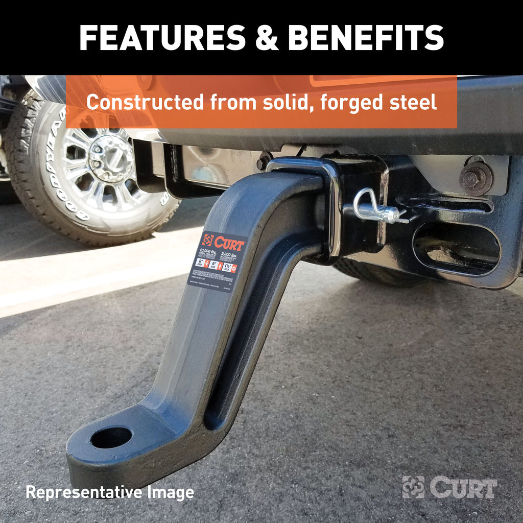 CURT 45432 Industrial Duty Forged Ball Mount (3" Shank, 21,000 lbs., 8" Drop, 10-1/2" Long)