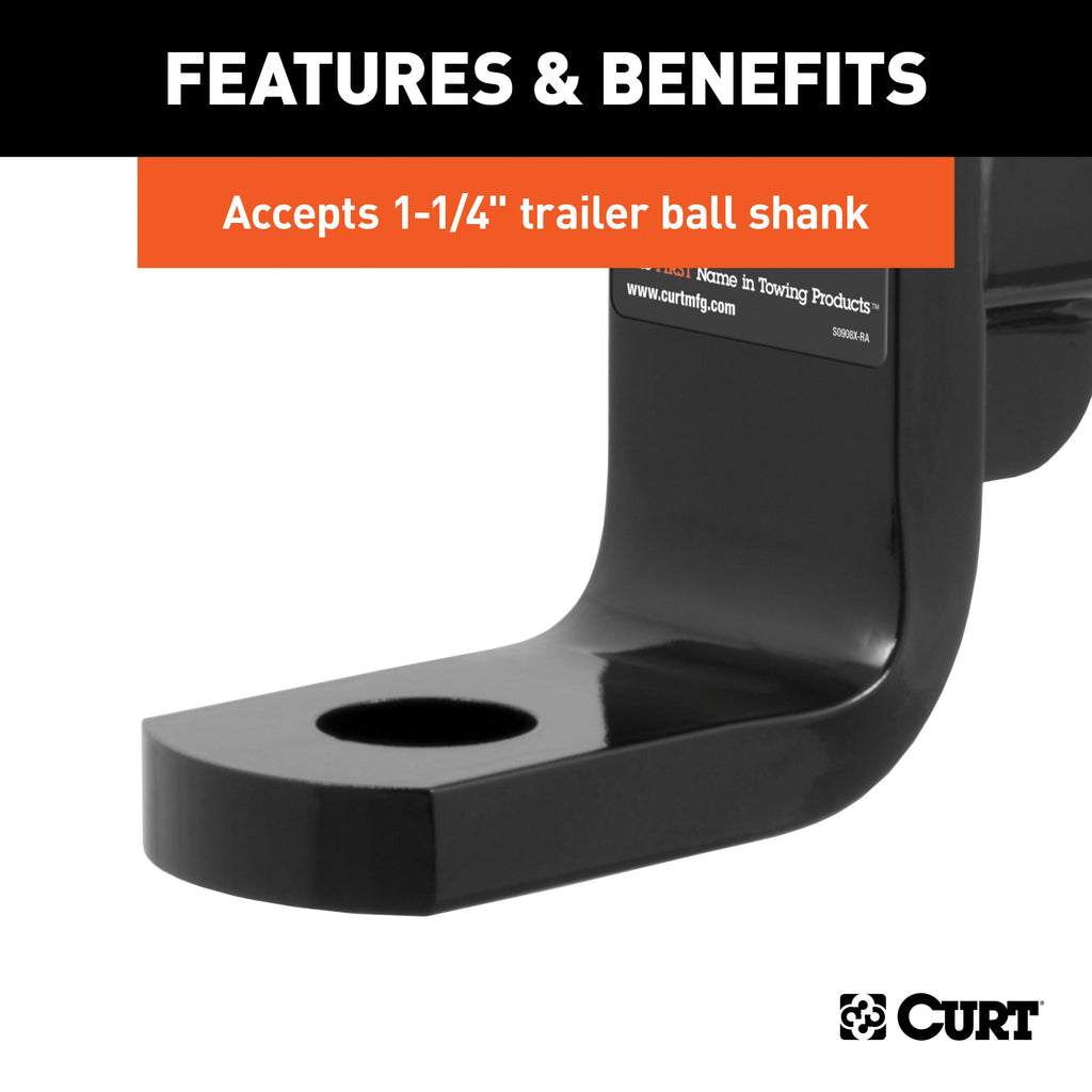 CURT 45448 Class 4 Ball Mount (2" Shank, 12,000 lbs., 8" Drop, 9-3/8" Long)