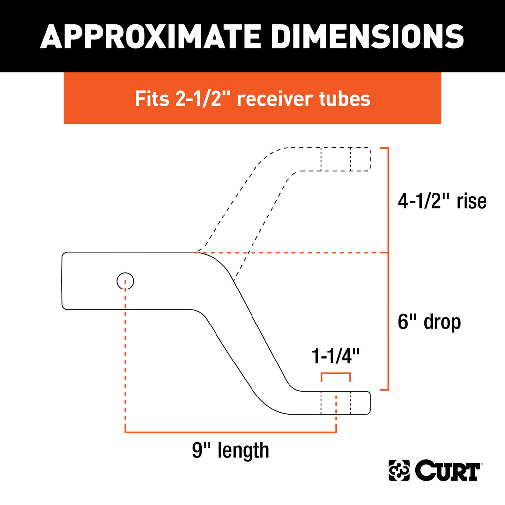 CURT 45459 Commercial Duty Forged Ball Mount (2-1/2" Shank, 20,000 lbs., 6" Drop)