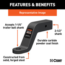 Load image into Gallery viewer, CURT 45460 Commercial Duty Forged Ball Mount (2-1/2" Shank, 20,000 lbs., 8" Drop)