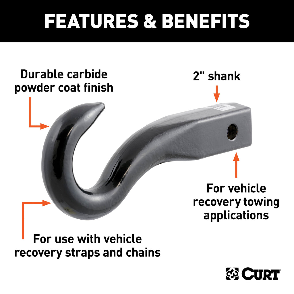 CURT 45500 Forged Tow Hook Mount (2" Shank)