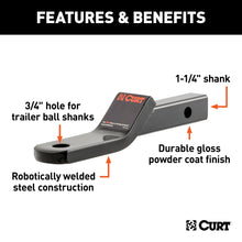 Load image into Gallery viewer, CURT 45503 Class 2 Ball Mount (1-1/4" Shank, 3,500 lbs., 1" Drop, 7-13/16" Long)