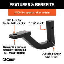 Load image into Gallery viewer, CURT 45507 Vertical Receiver Ball Mount (1-1/4" Shank, 3,500 lbs.)