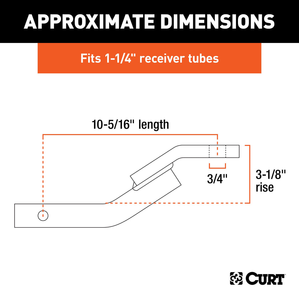 CURT 45510 Class 2 Ball Mount (1-1/4" Shank, 3,500 lbs., 3-1/8" Rise, 10-5/16" Long)