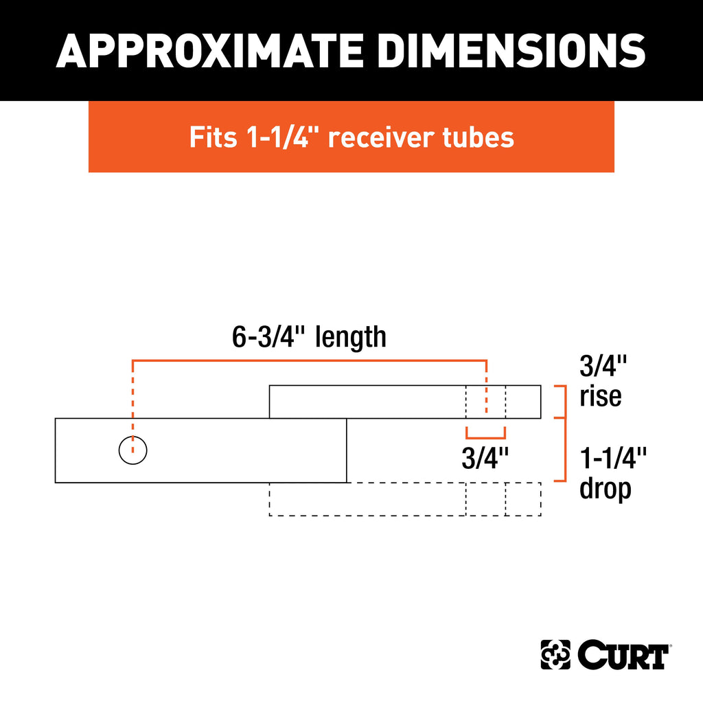 CURT 45518 Class 2 Ball Mount (1-1/4" Shank, 3,500 lbs., 1-1/4" Drop, 6-3/4" Long)
