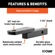 Load image into Gallery viewer, CURT 45519 Class 2 Ball Mount (1-1/4" Shank, 3,500 lbs., 1-1/4" Rise, 9-3/4" Long)