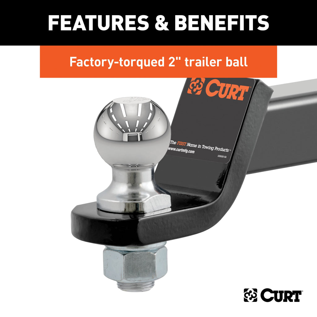 CURT 45534 Towing Starter Kit with 2" Ball (2" Shank, 7,500 lbs, 2" Drop)