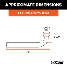 Load image into Gallery viewer, CURT 45551 Euro Mount (1-7/8" Ball, 1-1/4" Shank, 3,500 lbs., 2-3/4" High, 10" Long)