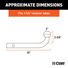 Load image into Gallery viewer, CURT 45552 Euro Mount (2" Ball, 1-1/4" Shank, 3,500 lbs., 2-3/4" High, 10" Long)