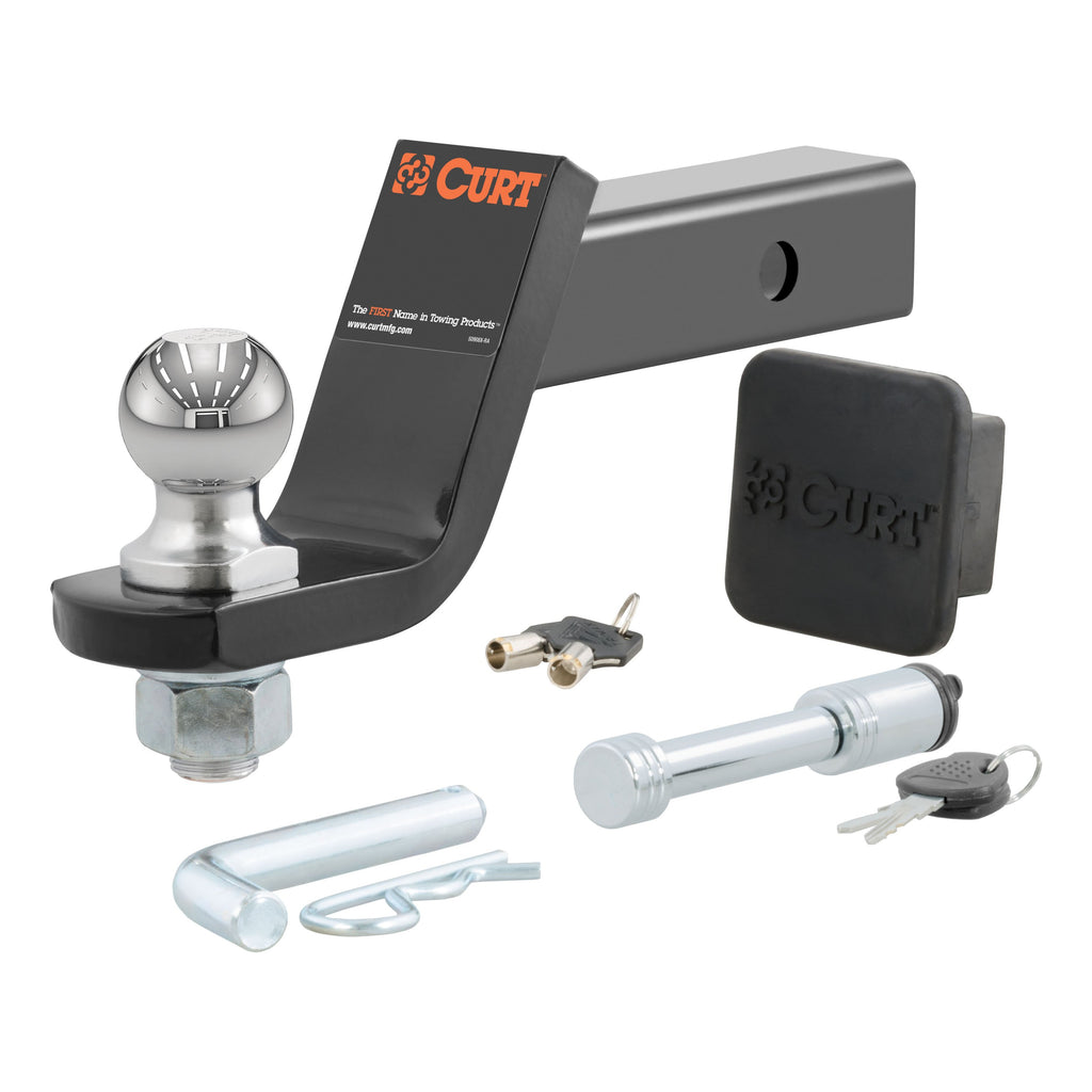 CURT 45554 Towing Starter Kit with 2" Ball (2" Shank, 7,500 lbs, 4" Drop)