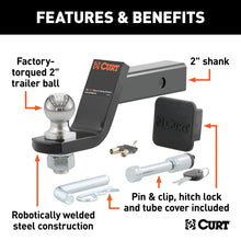 Load image into Gallery viewer, CURT 45554 Towing Starter Kit with 2" Ball (2" Shank, 7,500 lbs, 4" Drop)