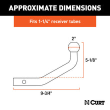 Load image into Gallery viewer, CURT 45562 Euro Mount (2" Ball, 1-1/4" Shank, 3,500 lbs., 5-1/8" High, 9-3/4" Long)